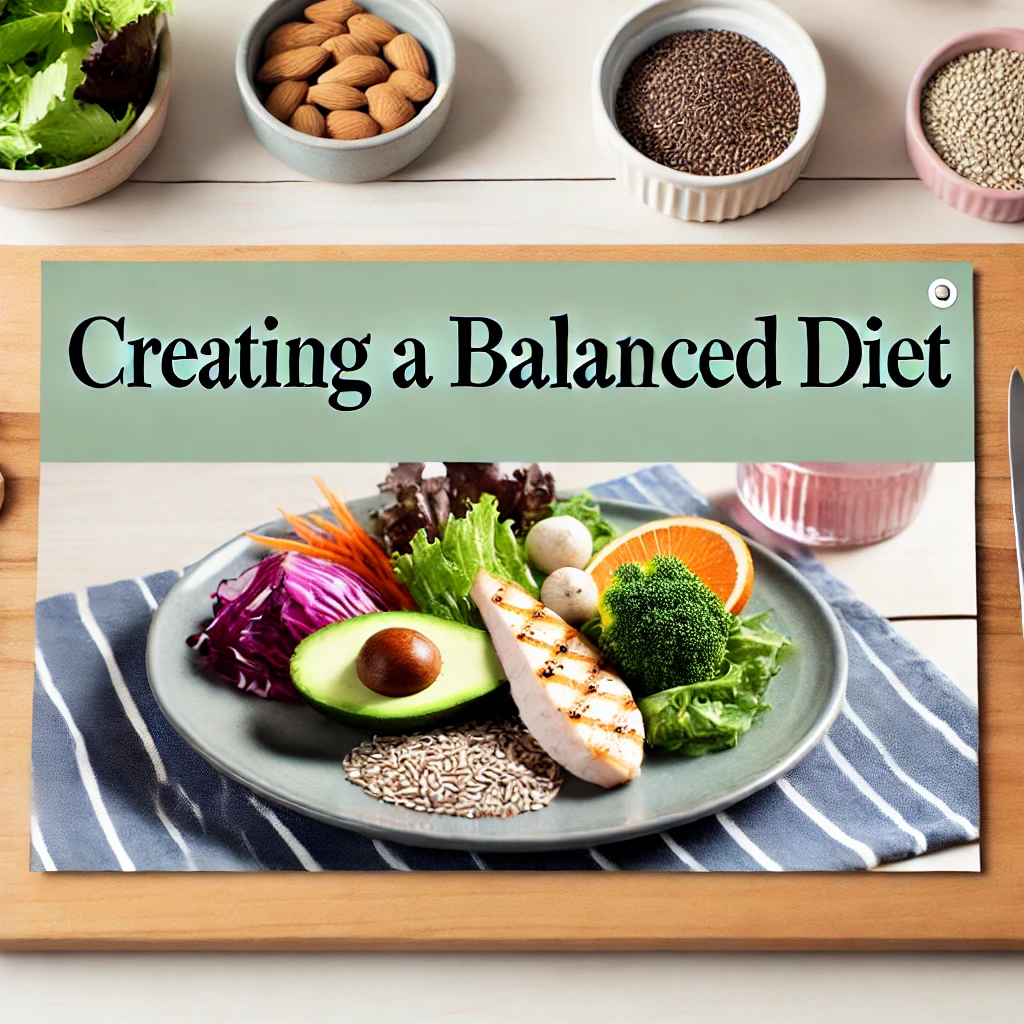 Creating a balanced diet with colorful healthy food options.