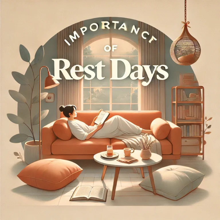 Person relaxing on a couch with workout gear, emphasizing the importance of rest days.